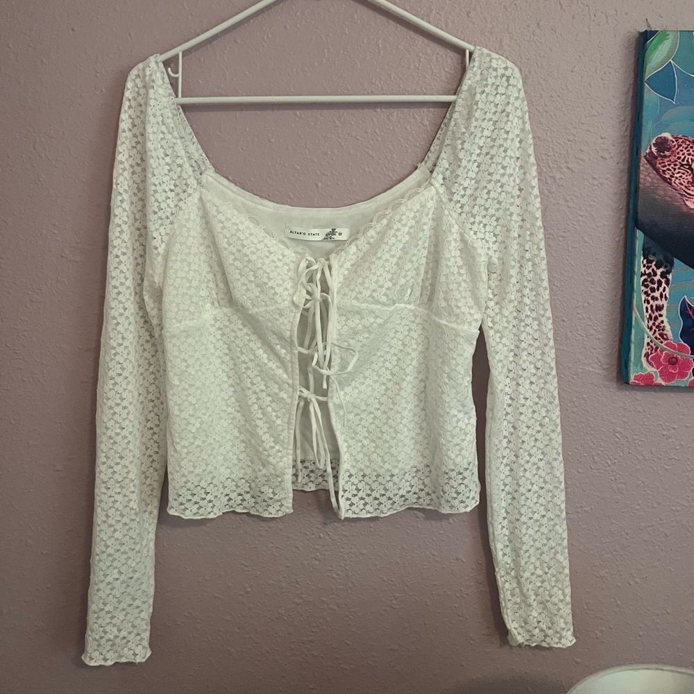 Altar’d State Hallie Lace-Up Long Sleeve Top